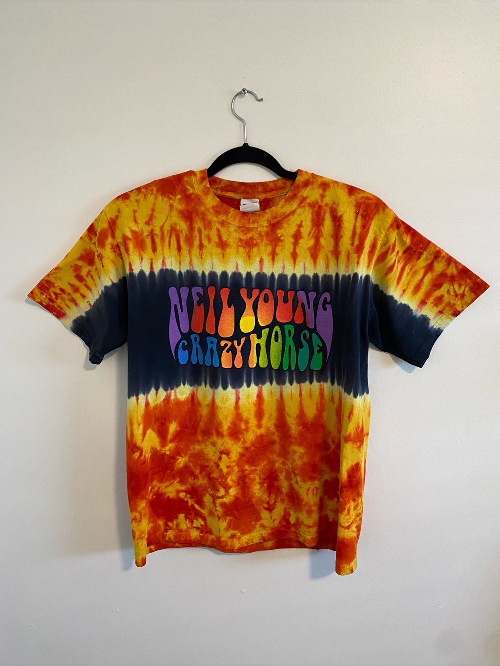 2003 NEIL YOUNG CRAZY HORSE Greendale Orange Yellow Tie Dye T-Shirt Sz M